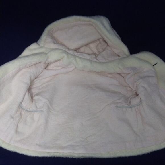 Handmade Vintage Toddler Coat Hooded Lined in Pink Button Front Attached Mittens - Picture 7 of 12